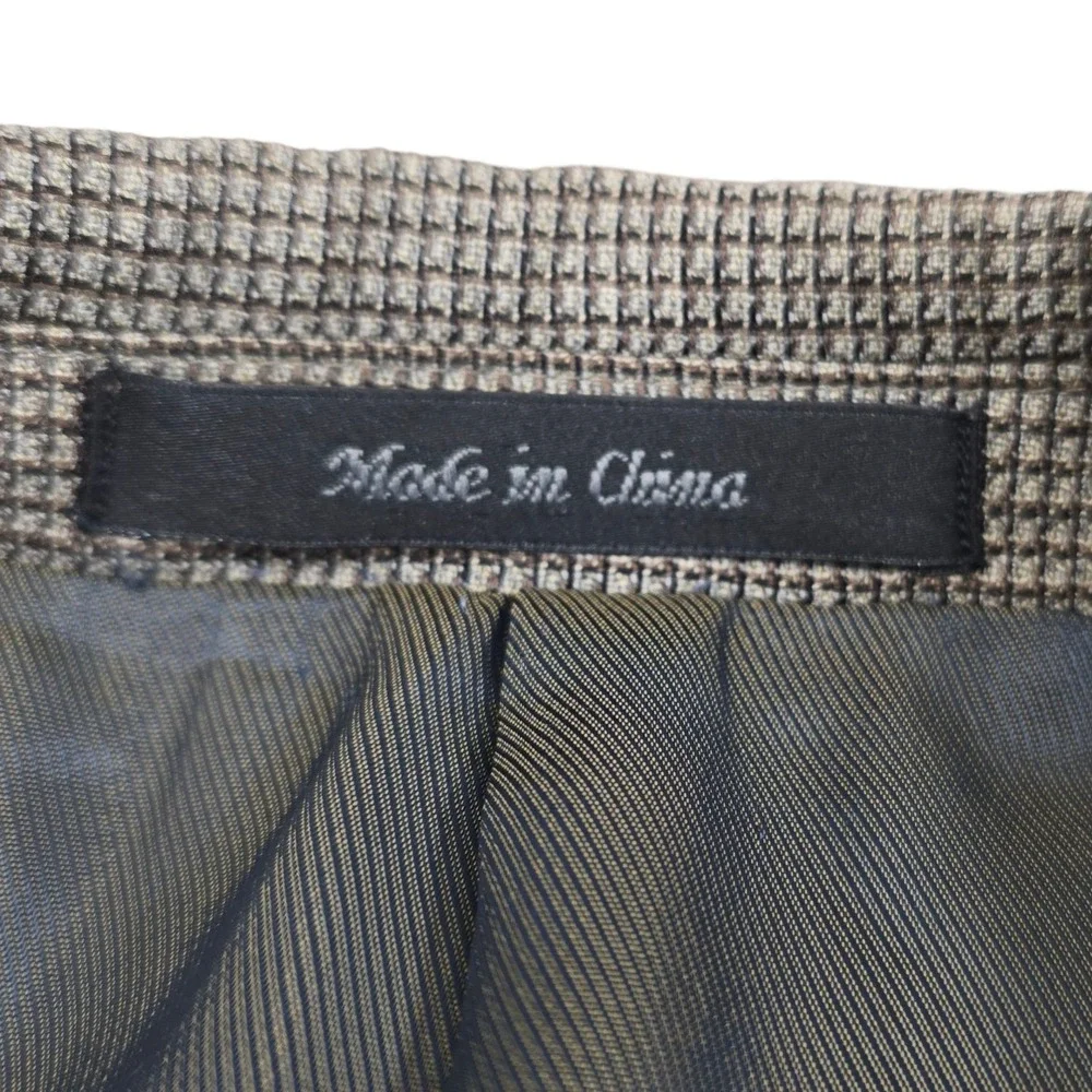 Calvin Klein 41L Blazer Jacket Silk Wool Gray Houndstooth Two Button‎
